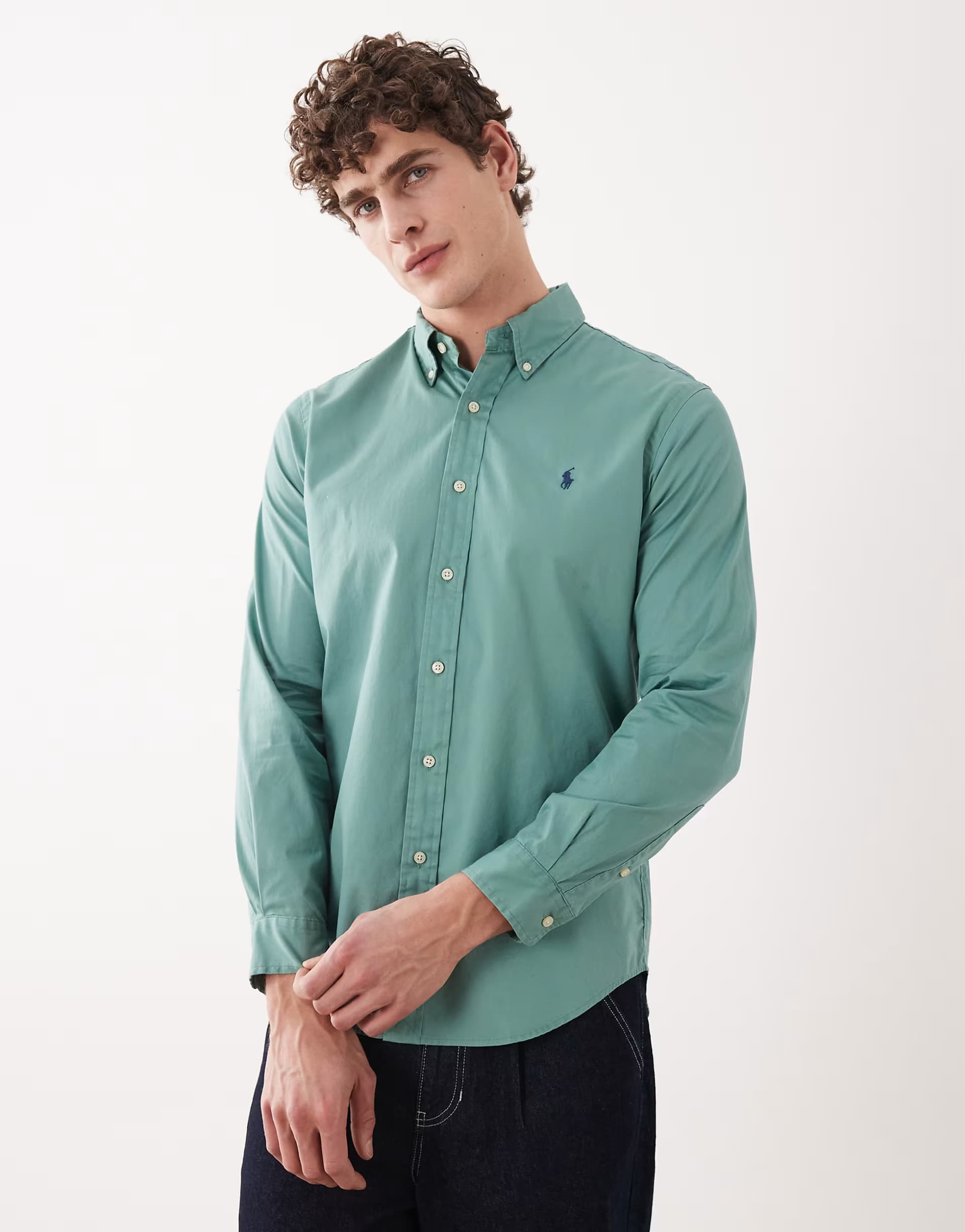 ASOS Polo Ralph Lauren icon logo long sleeve shirt in green