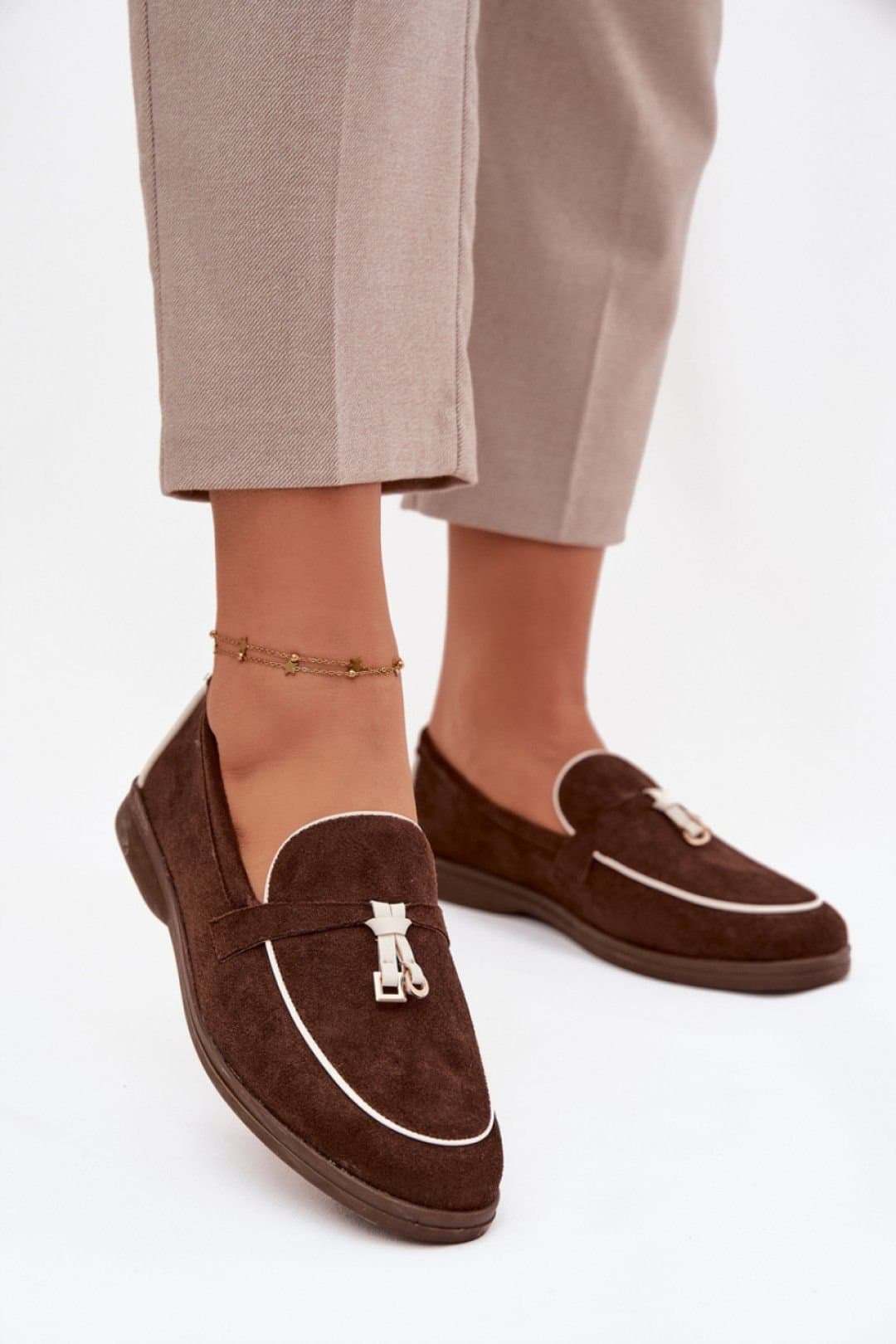 Love Lace Love Lace Brown Suede Loafers for Women
