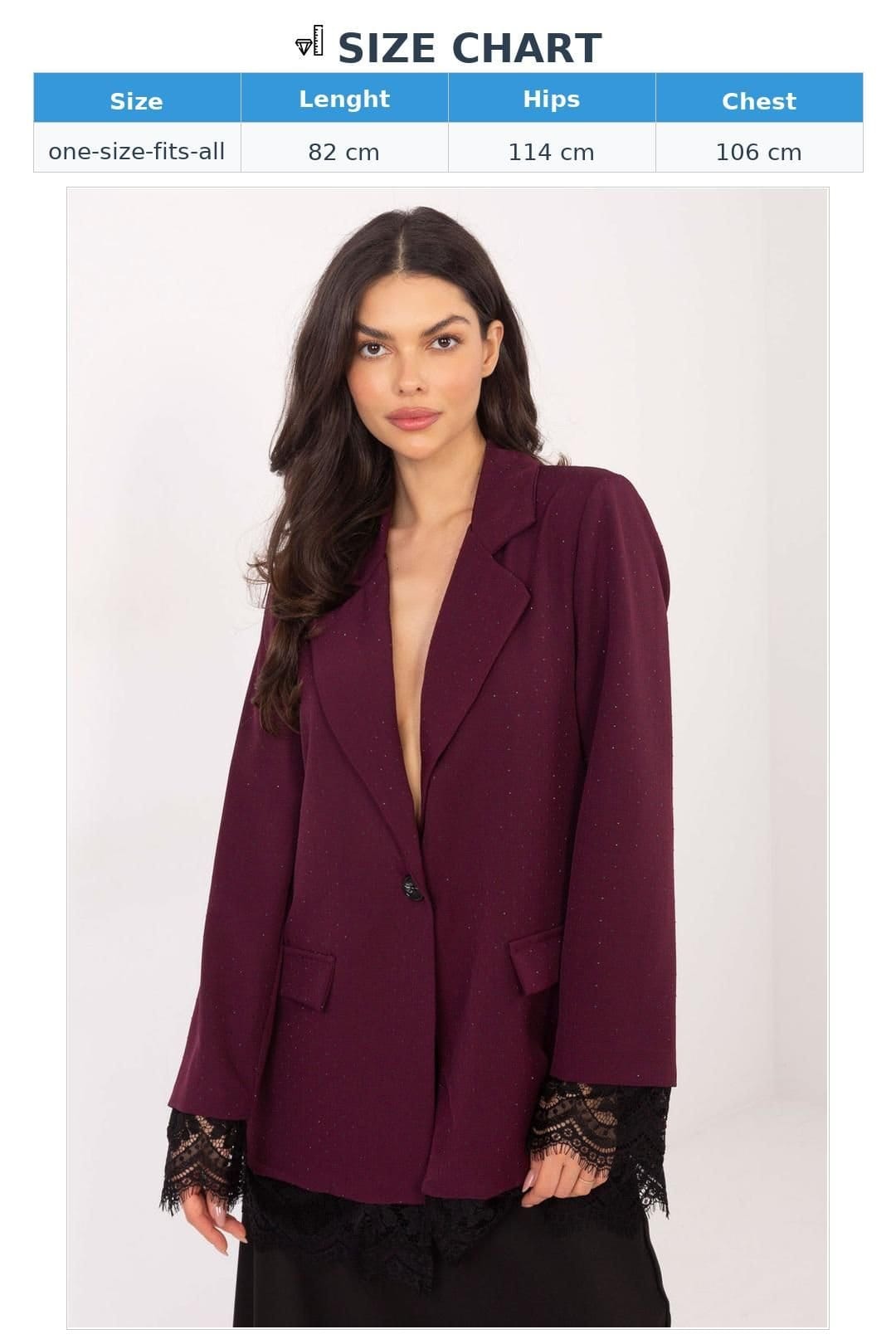 Love Lace Love Lace Women's Jet Applique Lace Hem Formal Blazer in Red - 4
