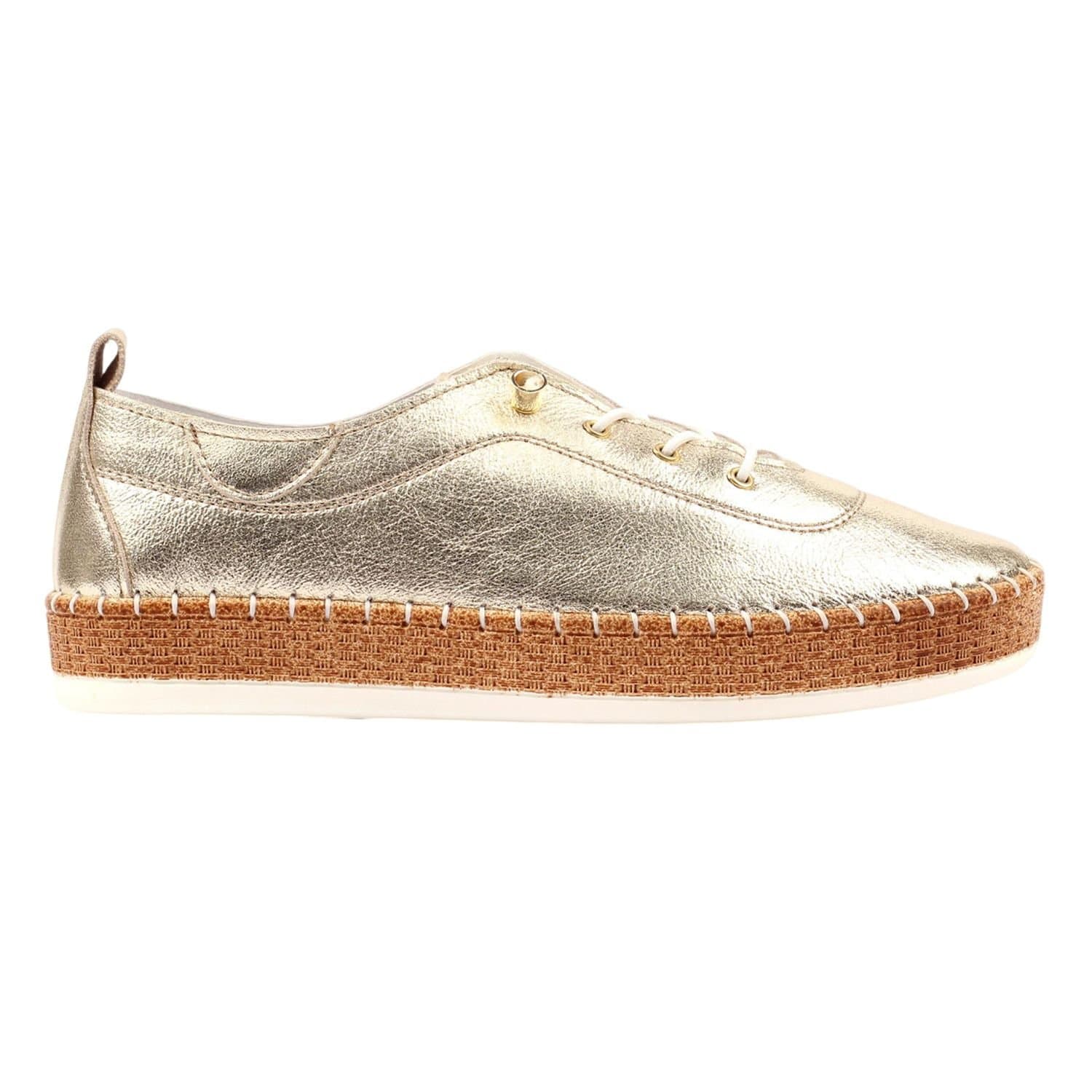 Lunar Lunar Women's Evette Leather Soft Plimsolls in Gold