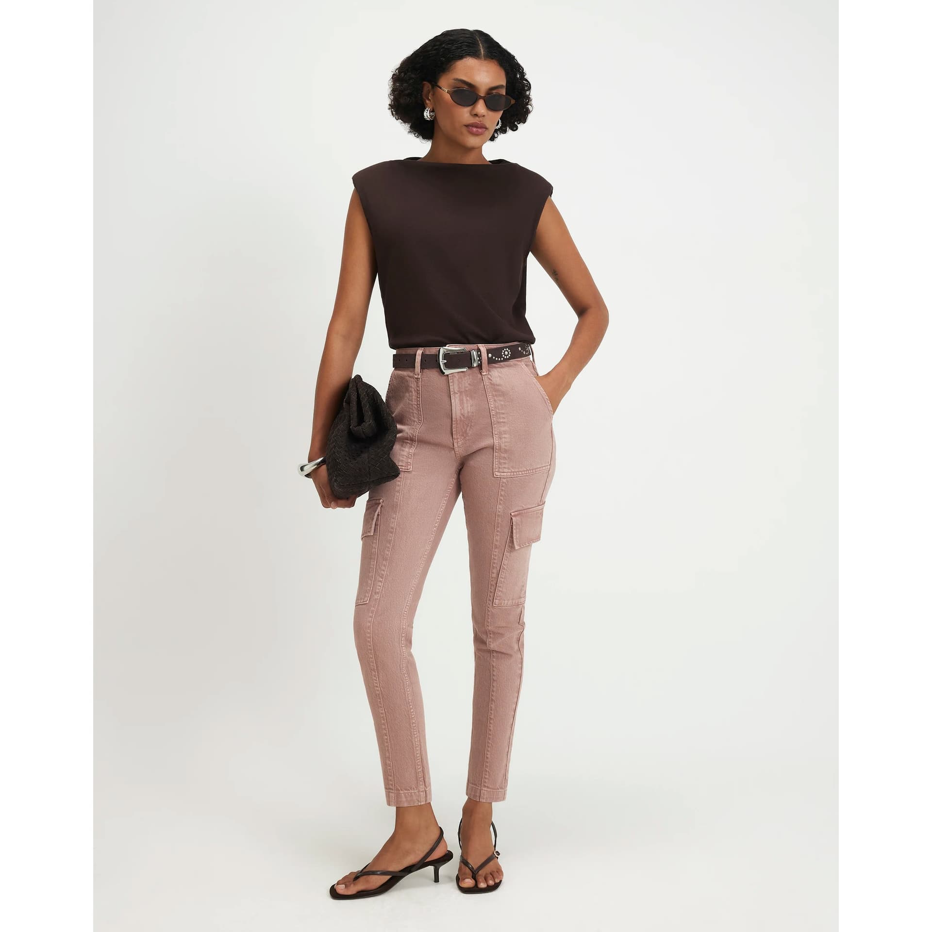 River Island River Island Womens Pink Cargo Skinny Leg Jeans