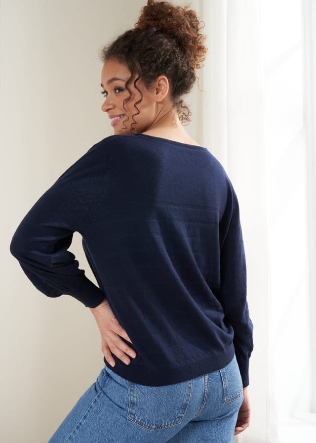 Truly Truly Women's Lurex Stripe Jumper in Midnight - 2