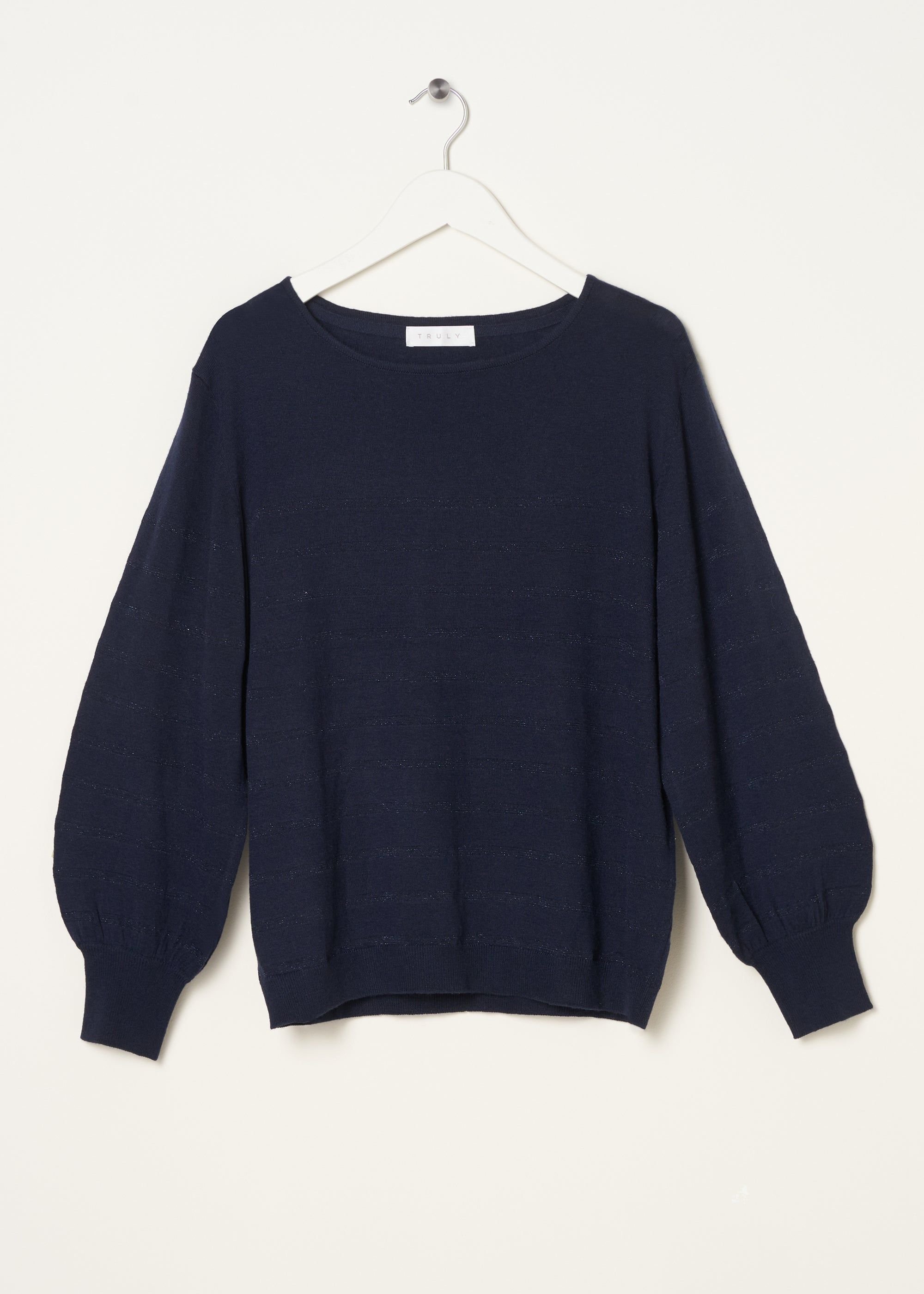 Truly Truly Women's Lurex Stripe Jumper in Midnight - 3