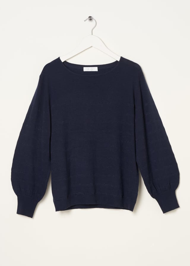 Truly Truly Women's Lurex Stripe Jumper in Midnight - 3