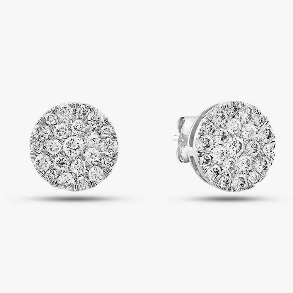 T.H.Baker T.H.Baker Women's 9ct White Gold 1.00ct Brilliant Cut Diamond Cluster Stud Earrings TH0123800 in Silver - 1