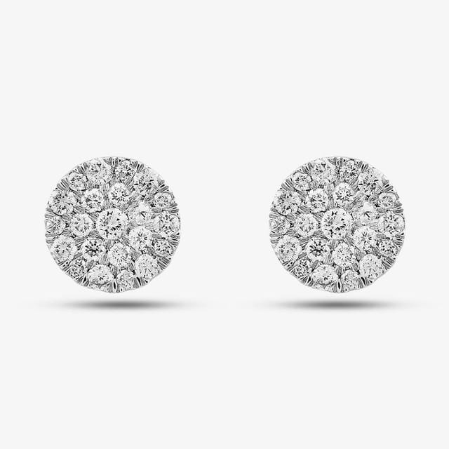 T.H.Baker T.H.Baker Women's 9ct White Gold 1.00ct Brilliant Cut Diamond Cluster Stud Earrings TH0123800 in Silver - 2