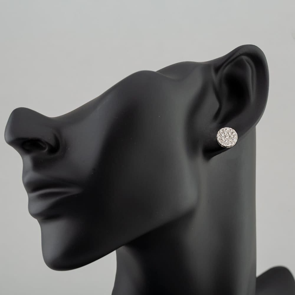 T.H.Baker T.H.Baker Women's 9ct White Gold 1.00ct Brilliant Cut Diamond Cluster Stud Earrings TH0123800 in Silver - 4