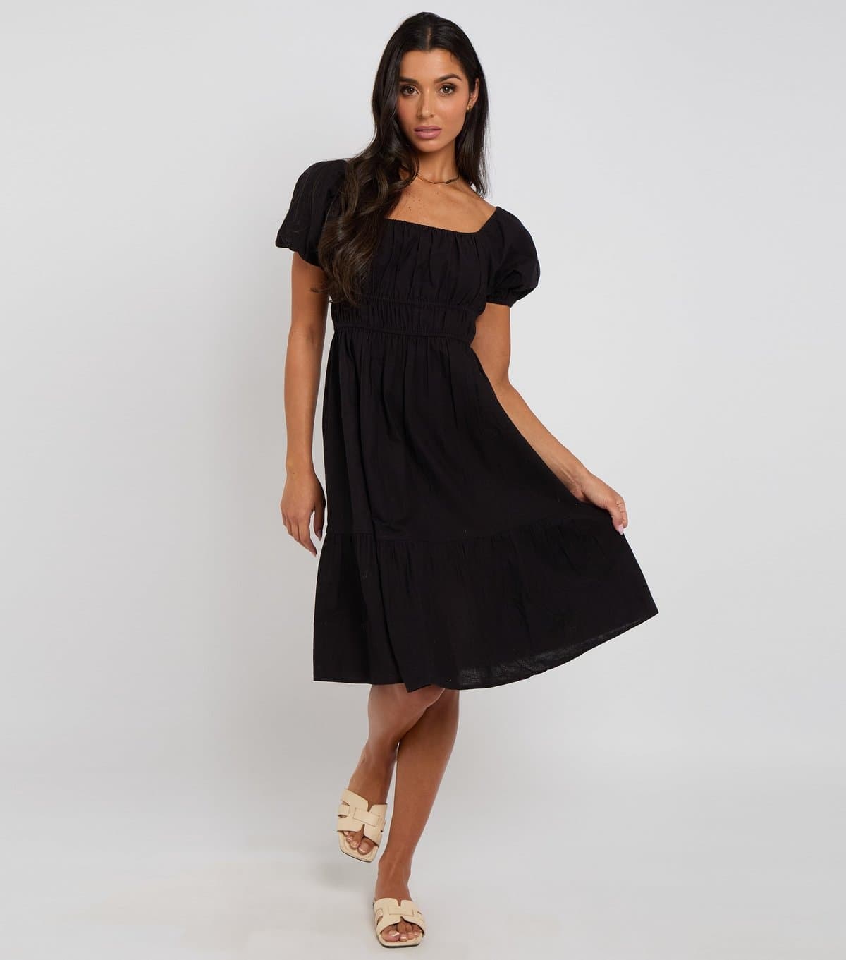 Urban Bliss Women's Black Smocked Milkmaid Dress Urban Bliss New Look