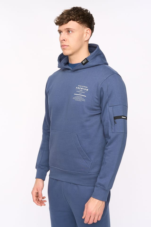 Duck&Cover Duck&Cover Men's Rayland Functional Hoodie with Mixed Media Print in Blue - 2