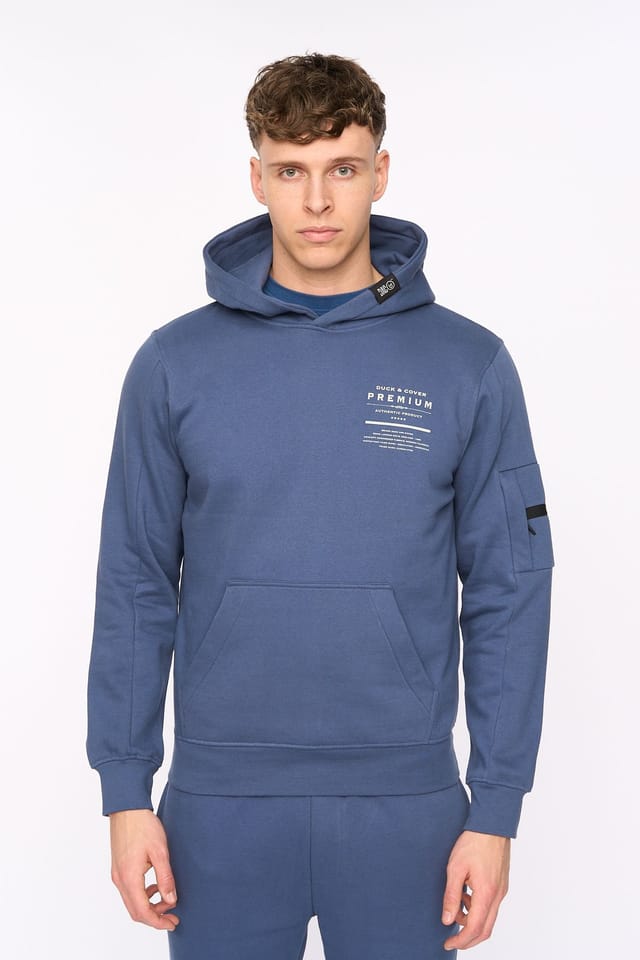 Duck&Cover Duck&Cover Men's Rayland Functional Hoodie with Mixed Media Print in Blue - 3
