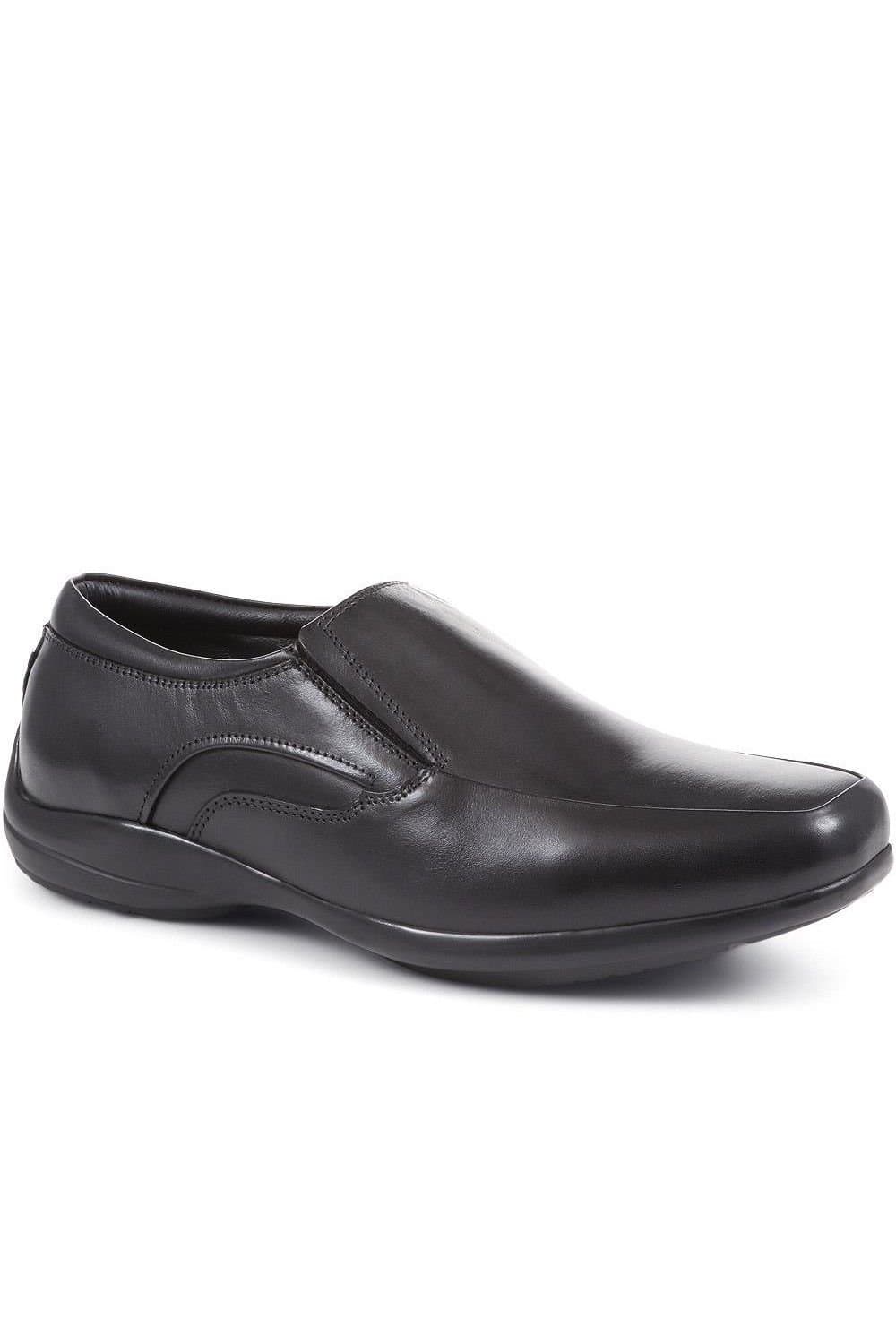 Pavers Pavers Men's Wide Fit Leather Slip On Shoes in Black