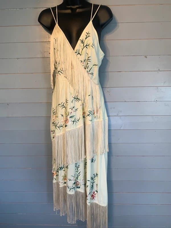 River Island Stunning Y2K River Island embroidered tassel fringe dress