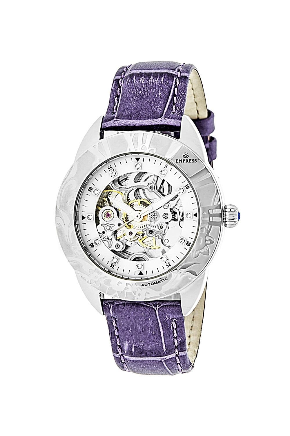 Empress Empress Women's Godiva Automatic MOP Leather-Band Watch in Silver
