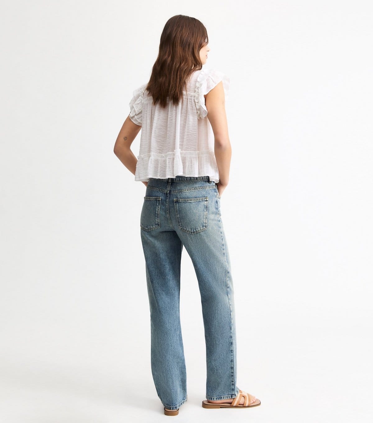 New Look Women's Blue Ripped Straight Leg Jeans New Look - 4