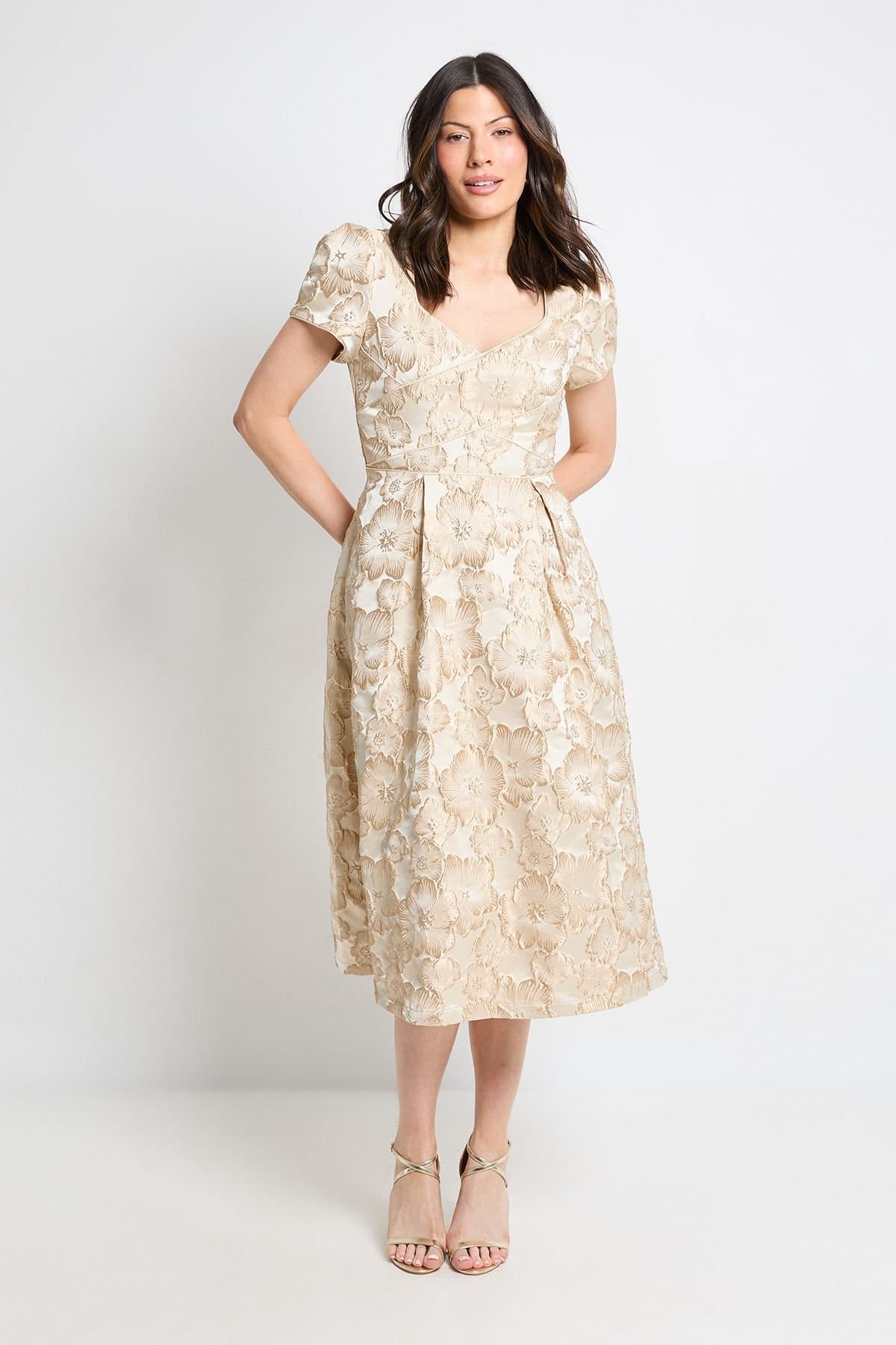 Wallis Wallis Women's Jacquard Seam Detail Midi Dress in Blush
