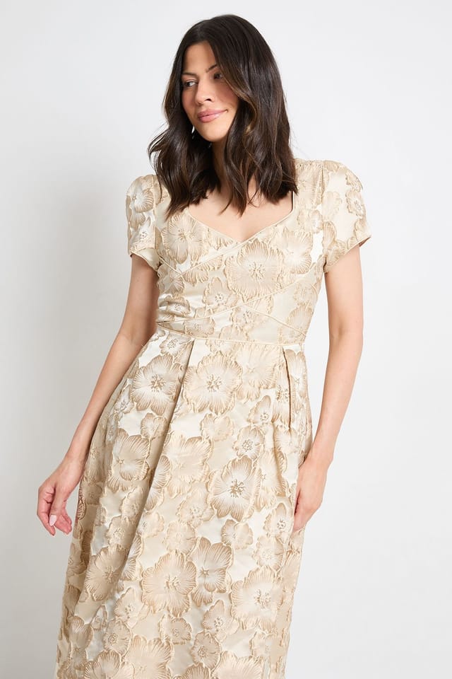 Wallis Wallis Women's Jacquard Seam Detail Midi Dress in Blush - 2