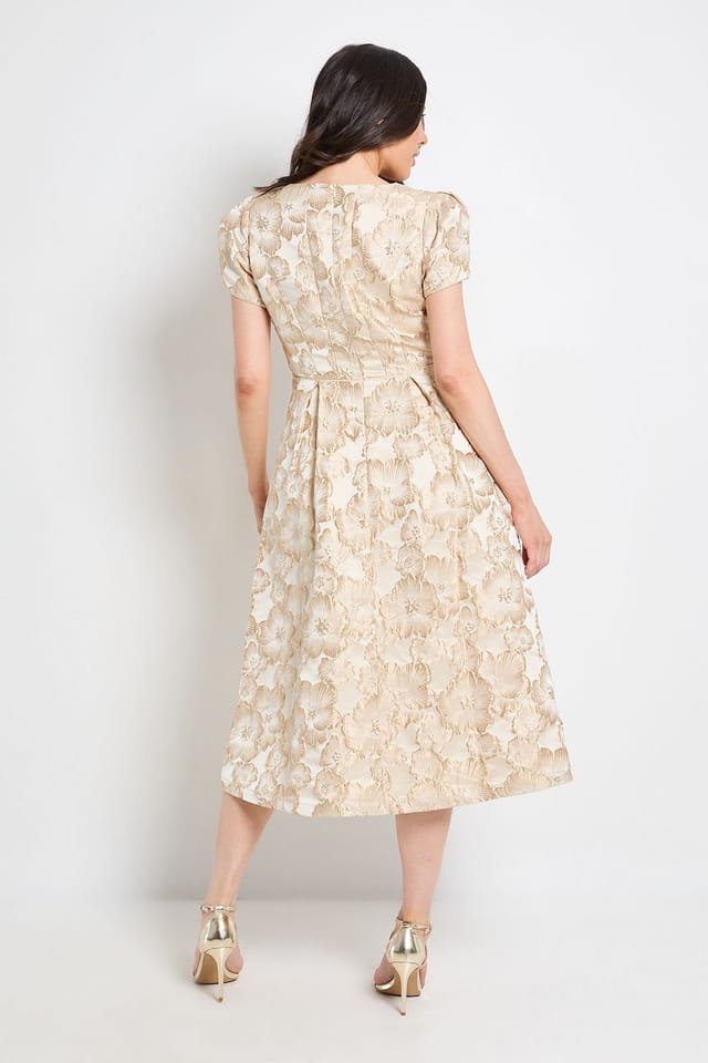 Wallis Wallis Women's Jacquard Seam Detail Midi Dress in Blush - 3