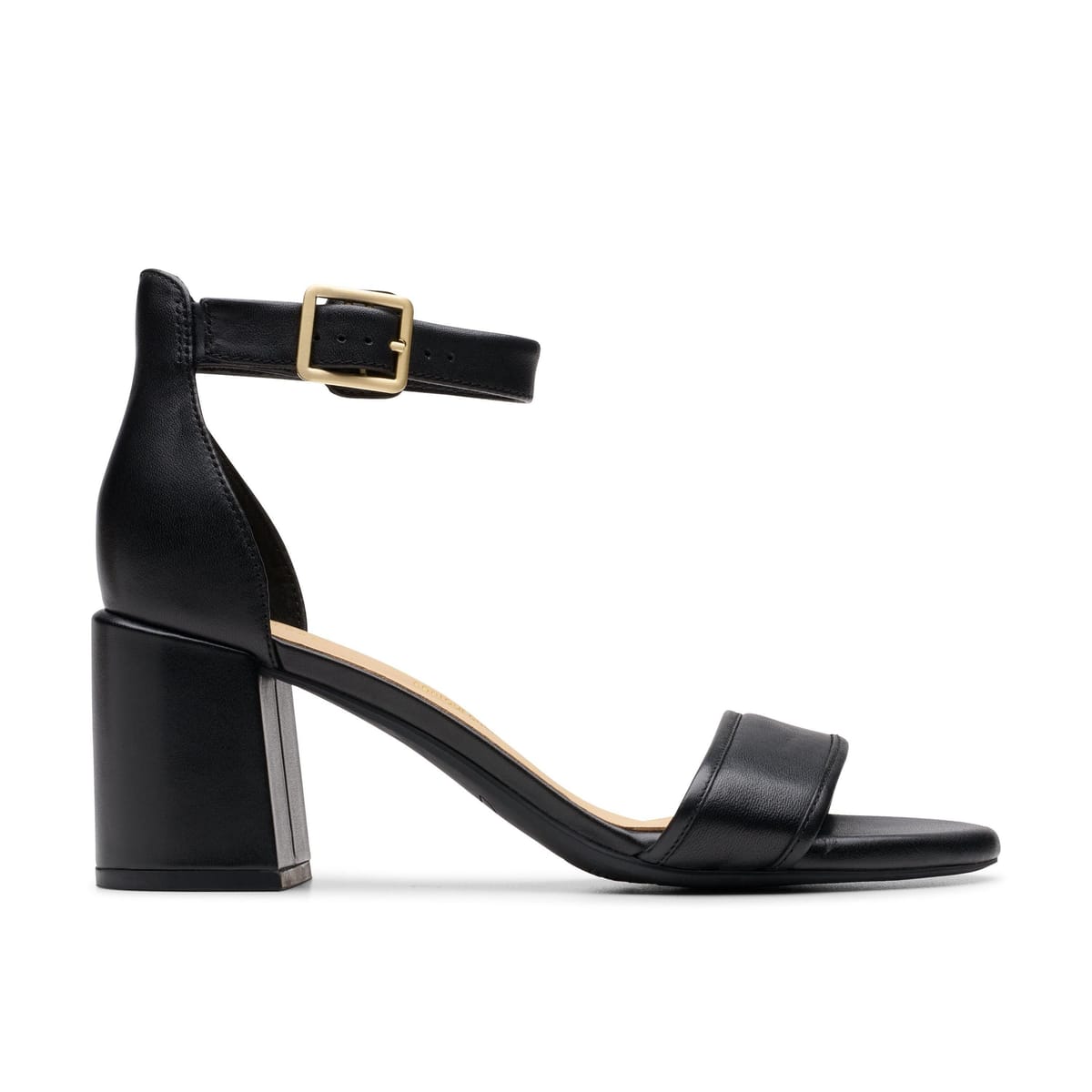 Clarks Clarks Women's Ezoria Mae Black Leather Heeled Sandals - 1