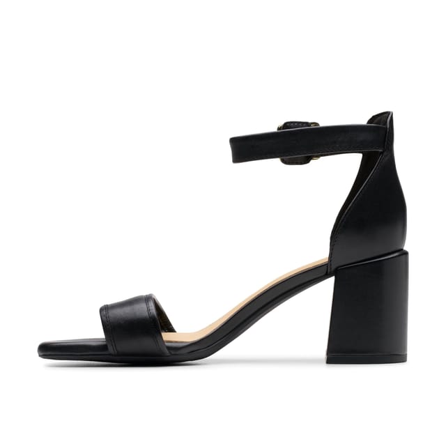 Clarks Clarks Women's Ezoria Mae Black Leather Heeled Sandals - 2