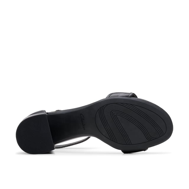 Clarks Clarks Women's Ezoria Mae Black Leather Heeled Sandals - 3