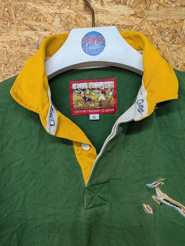 Cotton Traders Classics Vintage South Africa Rugby Shirt Mens Small Green Springboks Cotton Trader