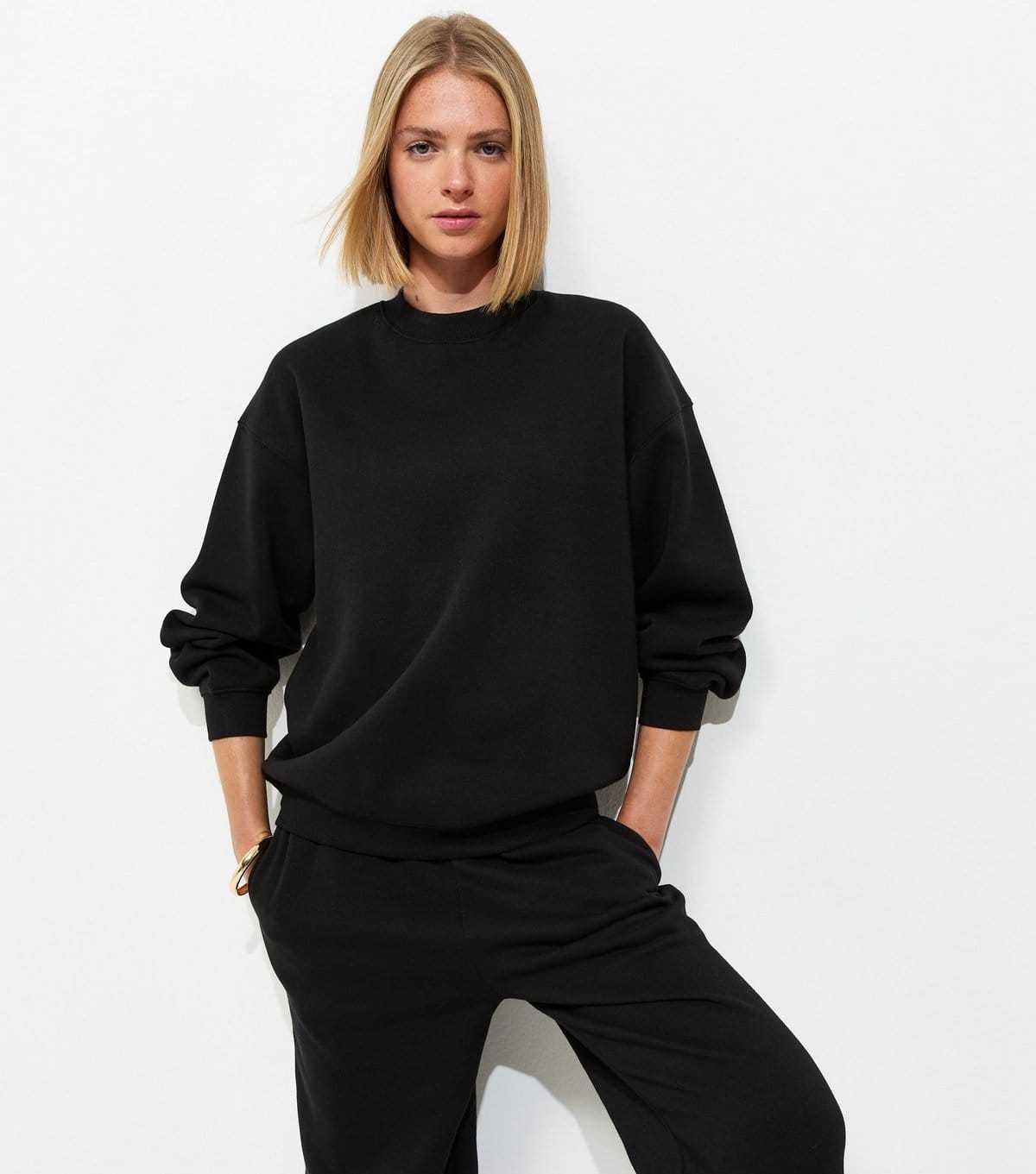 New Look Black Cotton Rich Relaxed Sweatshirt
