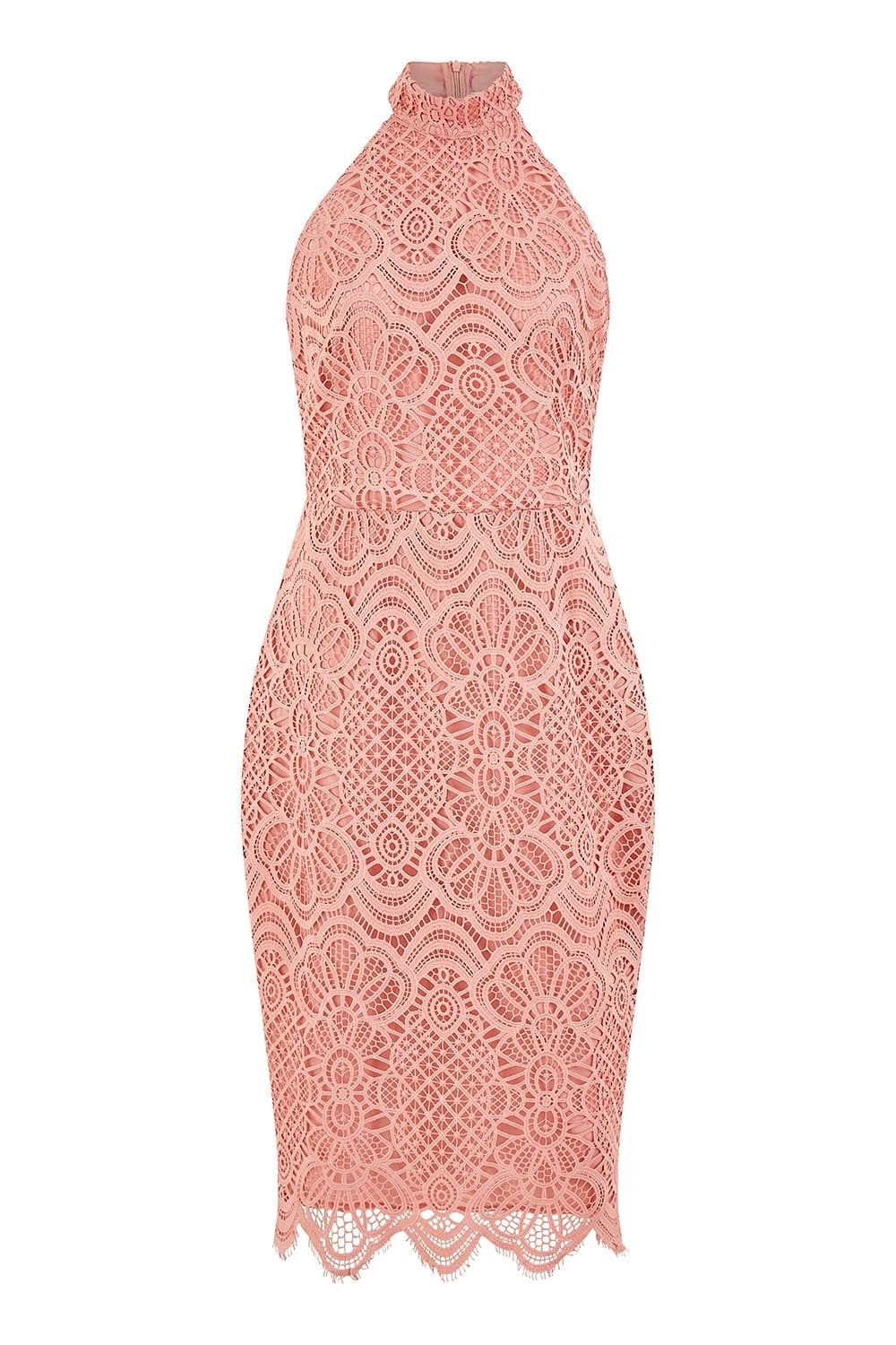 Yumi Yumi Women's Pink Lace Halter Neck Dress - 4