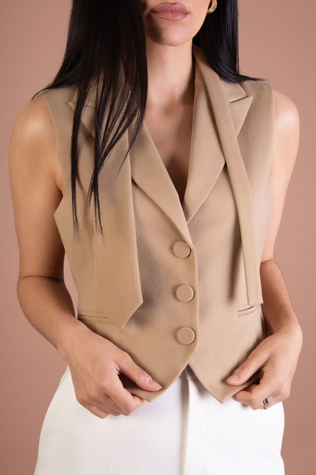 BALOU BALOU Women's Tailored Waistcoat in Nude - 2