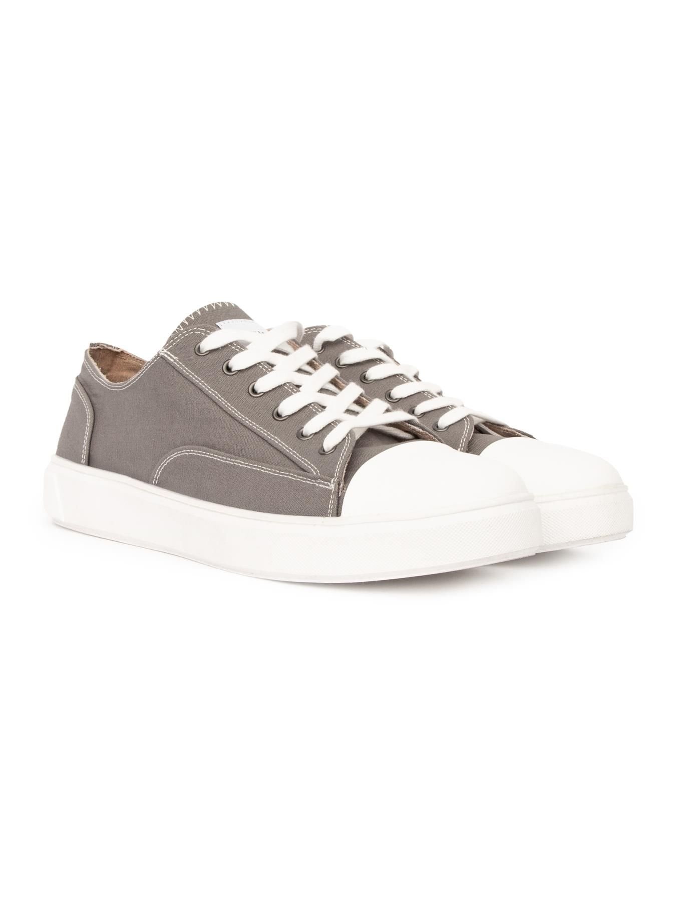 Duck&Cover Duck&Cover Nesta Men's Chunky Canvas Sneakers - Rubber Toe Cap & Contrast Stitching Streetwear Shoes in Grey - 1