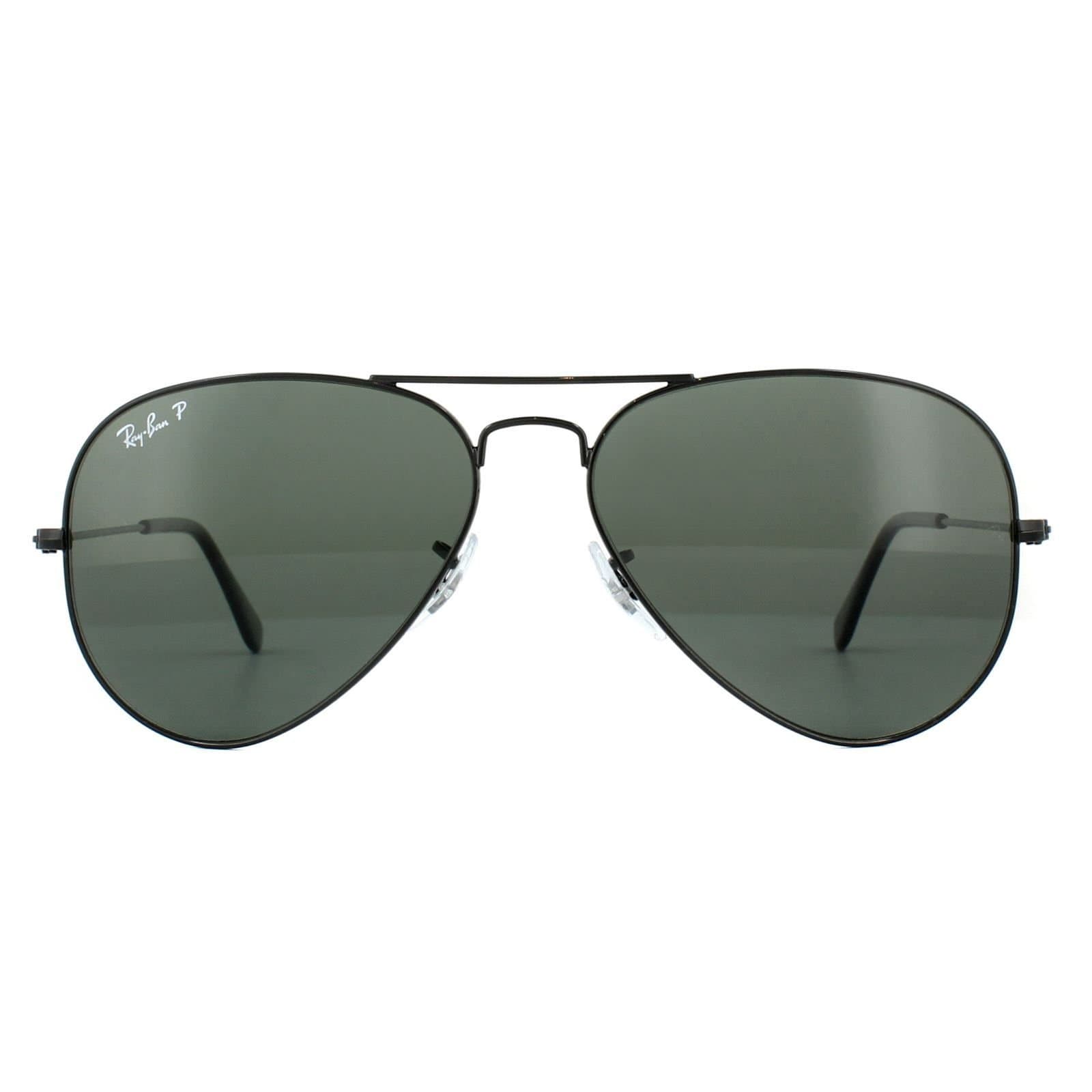 Ray-Ban Ray-Ban Men's Aviator Black Green Polarized Aviator 3025 Sunglasses