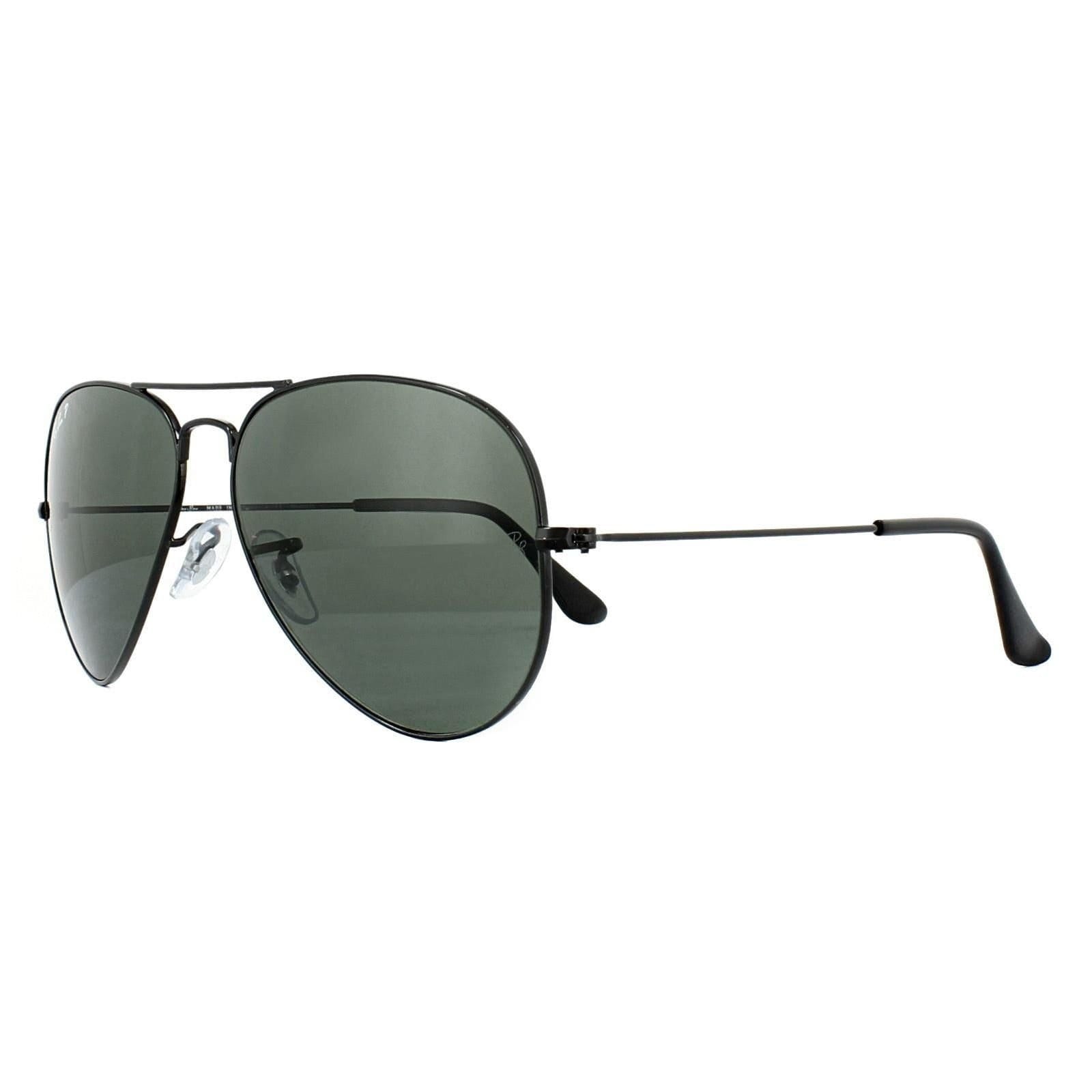 Ray-Ban Ray-Ban Men's Aviator Black Green Polarized Aviator 3025 Sunglasses - 4