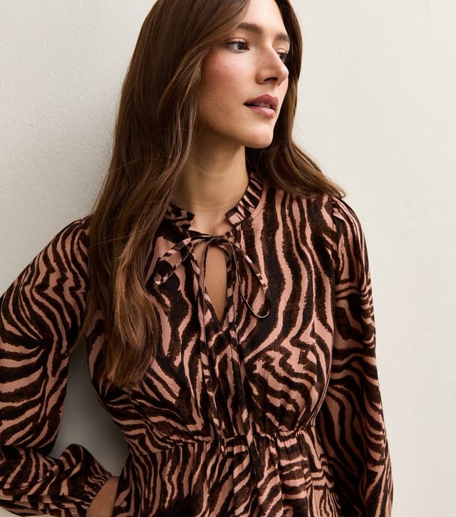 New Look Women's Brown Zebra Print Long Sleeve Mini Dress New Look - 3