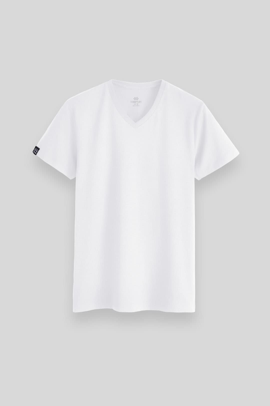 Tommy Life Tommy Life Men's V-Neck Short Sleeve T-Shirt in White