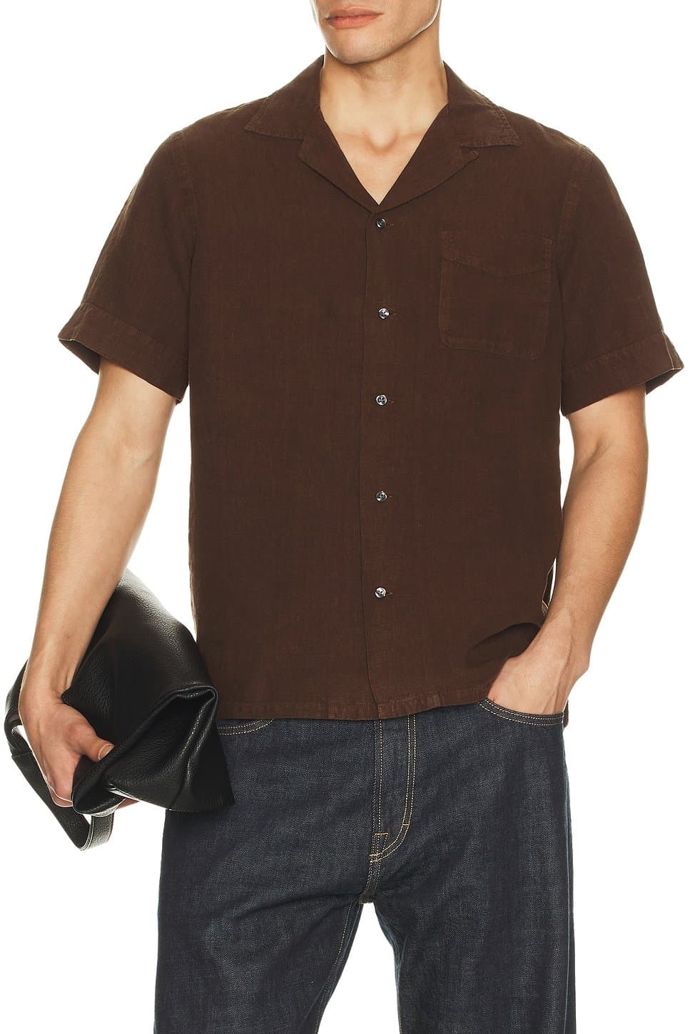 revolve Short Sleeve Garment Dyed Linen Sport Shirt