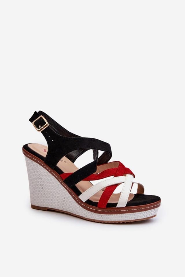 Love Lace Love Lace Women's Braided Platform Wedge Sandals Intertwined Straps Ankle in Black - 2