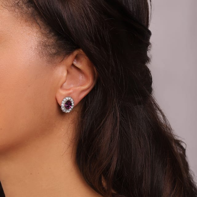 Gold Trip Gold Trip Women's Vintage Amethyst Silver Clip-On Earrings - 2