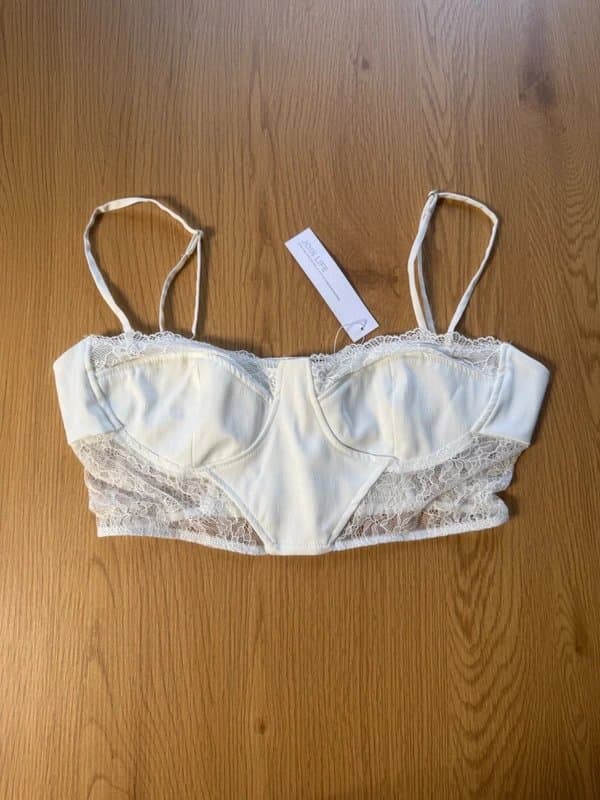 Bershka Bershka White Lace Crop Top