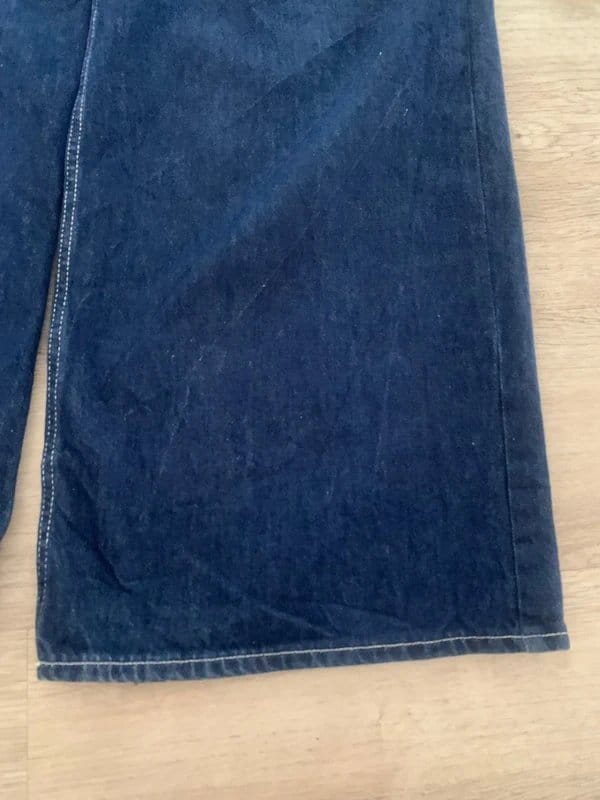 Bershka Navy Wide Leg Denim Jeans with Contrast Stitching