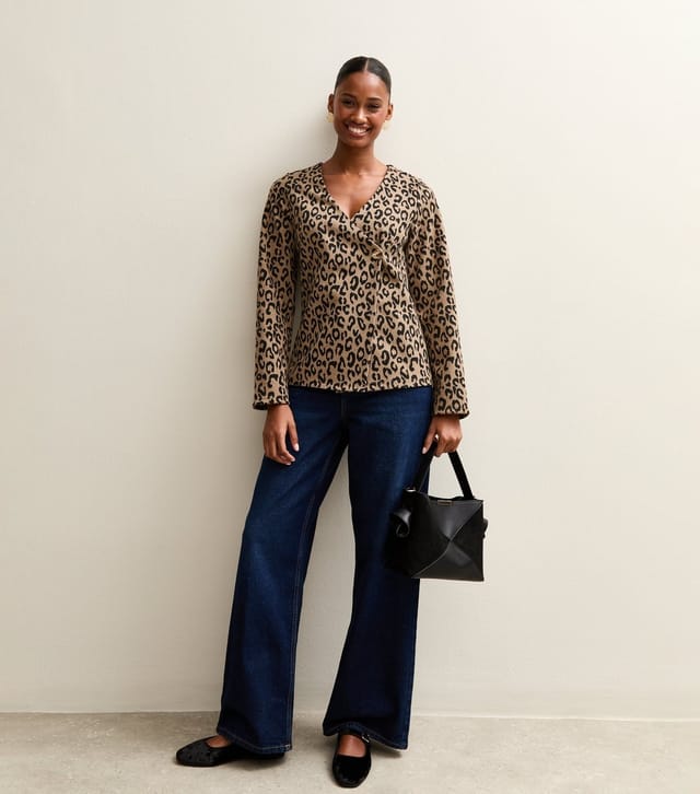 New Look Women's Brown Soft Touch Leopard Print Wrap Cardigan New Look - 3