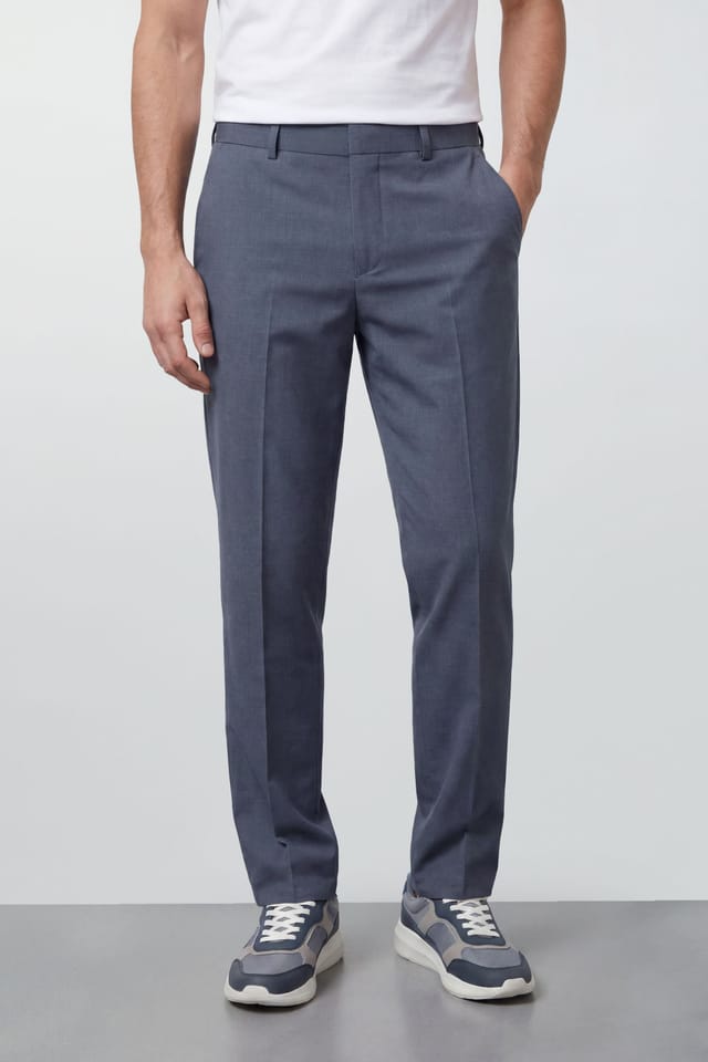 Burton Burton Men's Blue Smart Elasticated Waist Trousers - 2