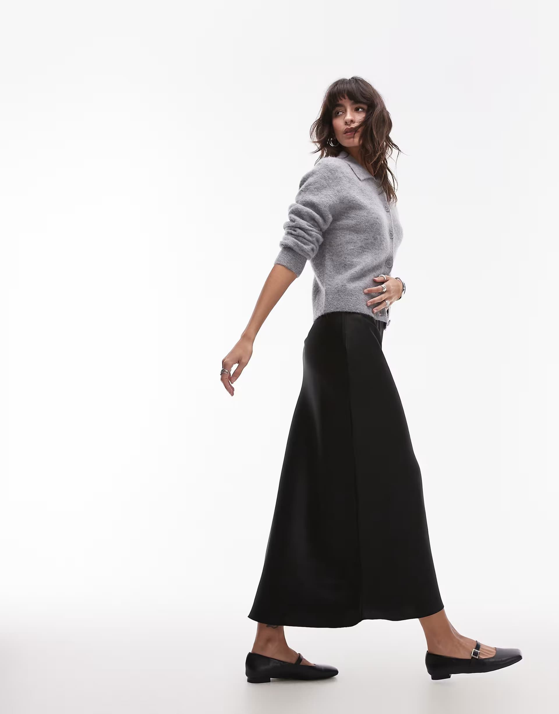 ASOS ASOS Satin Midi Skirt in Black