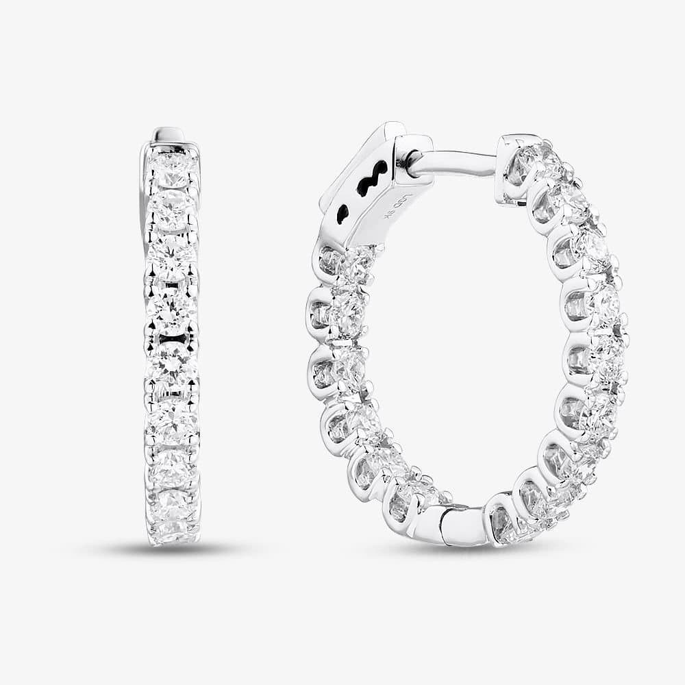 T.H.Baker T.H.Baker Women's 9ct White Gold 1.00ct Lab Grown Diamond Hoop Earrings LGE41046-100 in Silver