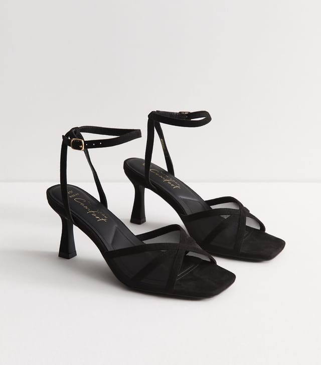 New Look Women's Wide Fit Black Mesh Strap Open Toe Sandals Vegan New Look - 2