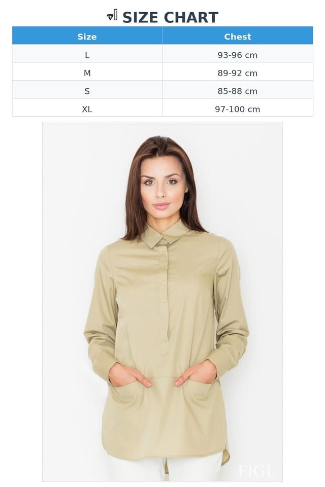 Love Lace Love Lace Women's Long Sleeve Extended Button Front Blouse Style 61513 in Beige - 2