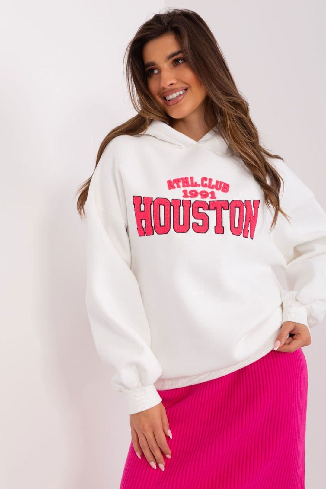 Love Lace Love Lace Women's Bold Pattern Pullover Hoodie Sweatshirt in White
