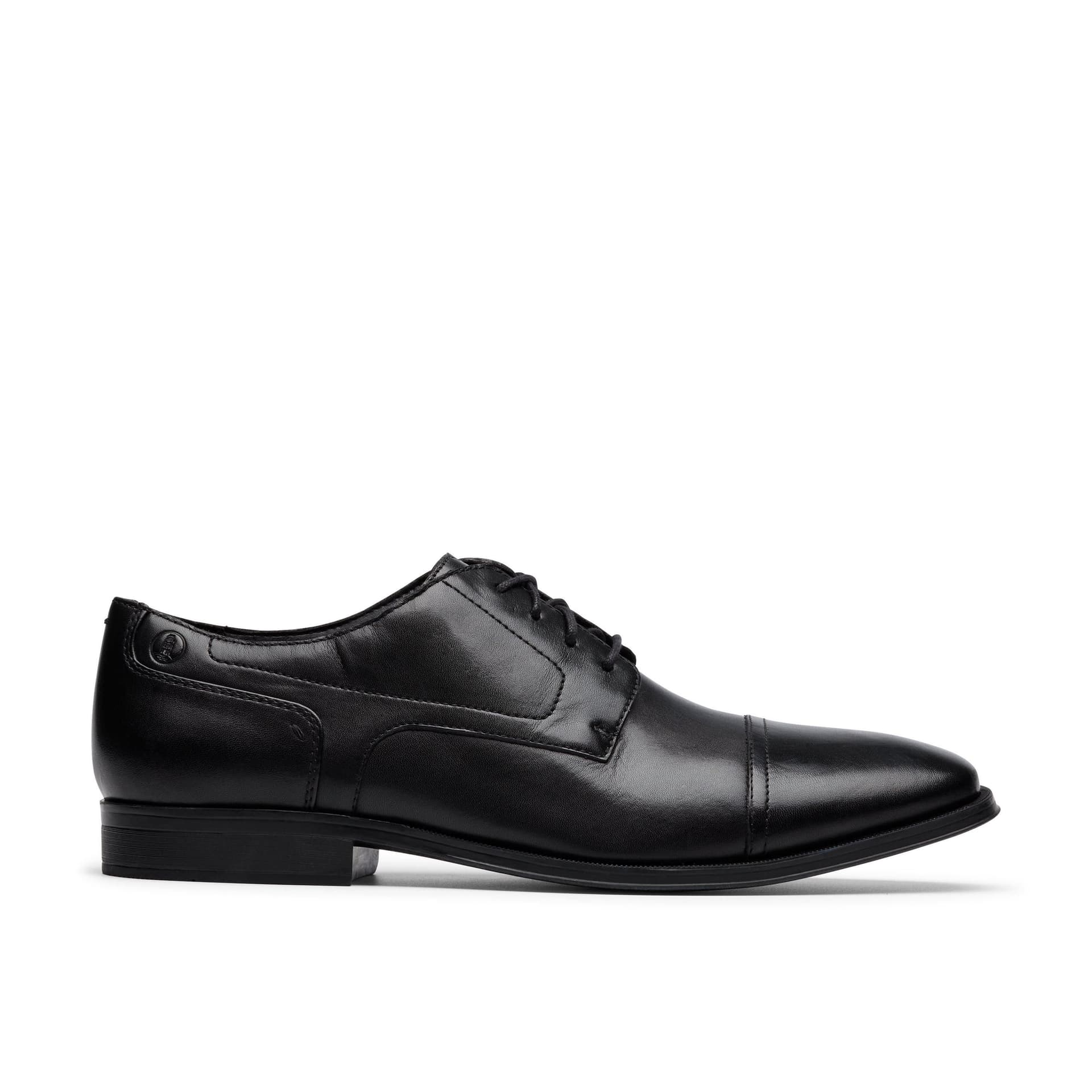 Clarks Clarks Men's Paulton Cap Black Leather Oxford Shoes, Lace Up