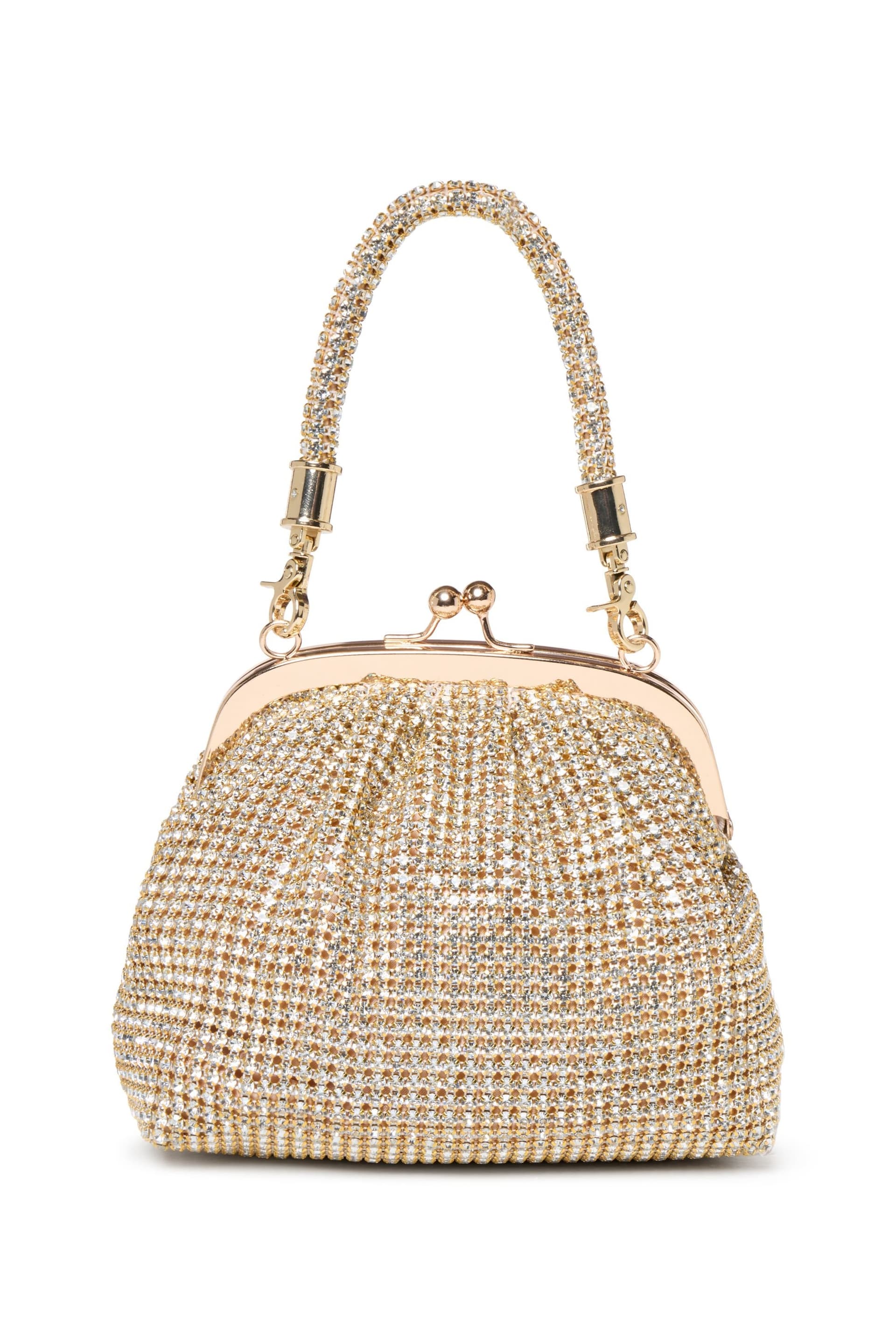 Paradox London Paradox London Women's Dorelle' Diamante Top Handle Bag in Gold