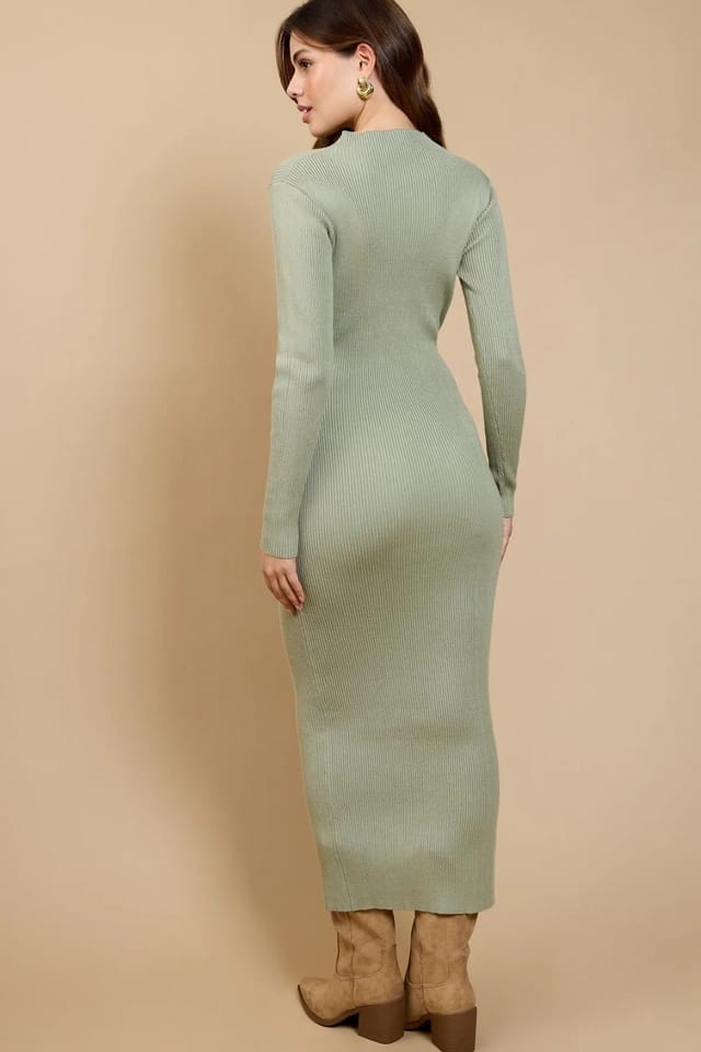 Little Mistress Little Mistress Women's Sage Tie Detail Midaxi Dress in Green - 2