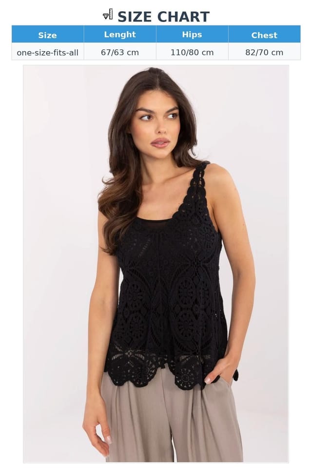 Love Lace Love Lace Women's Boho Cotton Lace Blouse & Cami Set in Black - 3