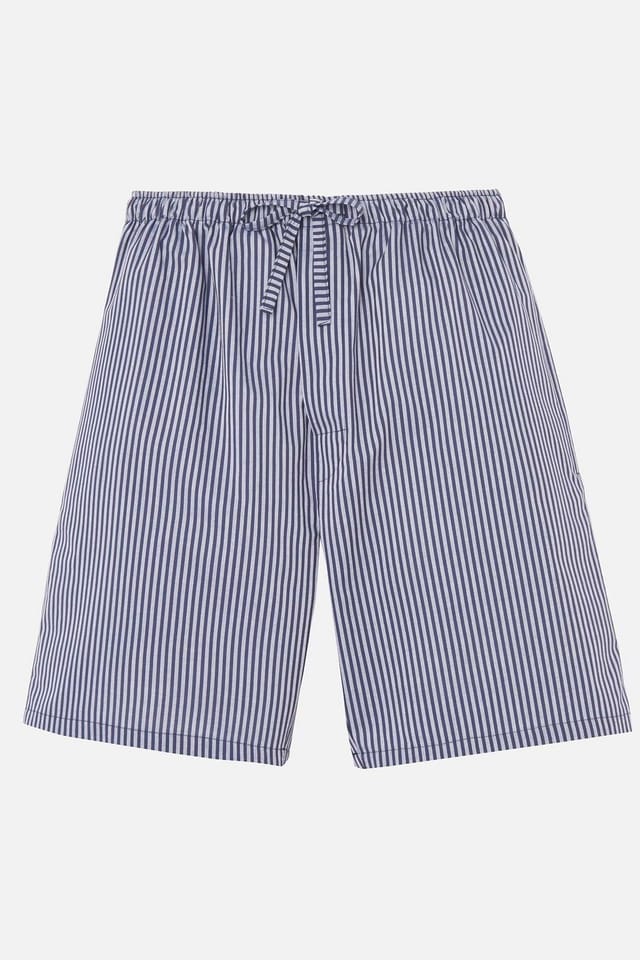 British Boxers British Boxers Men's "Winchester" Stripe Crisp Cotton Sleep Shorts in Mid Grey - 2